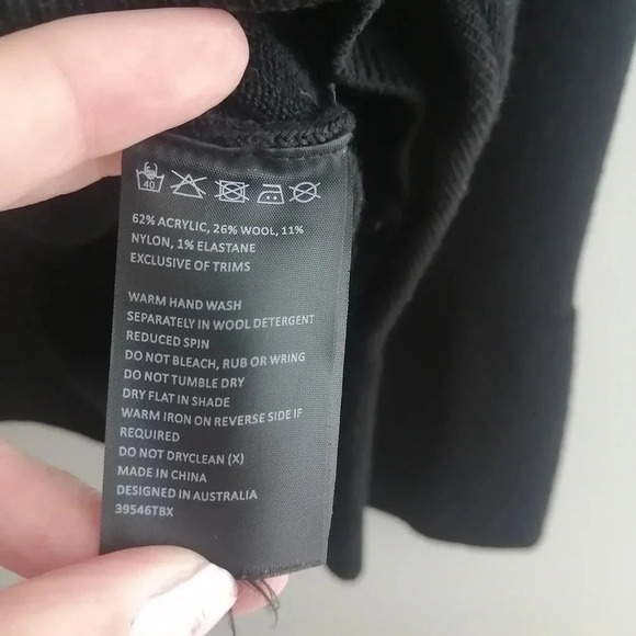 Bardot Wool Blend Boat Neck Black Sweater Ruffle Bell Sleeves 6 - Picture 8 of 13